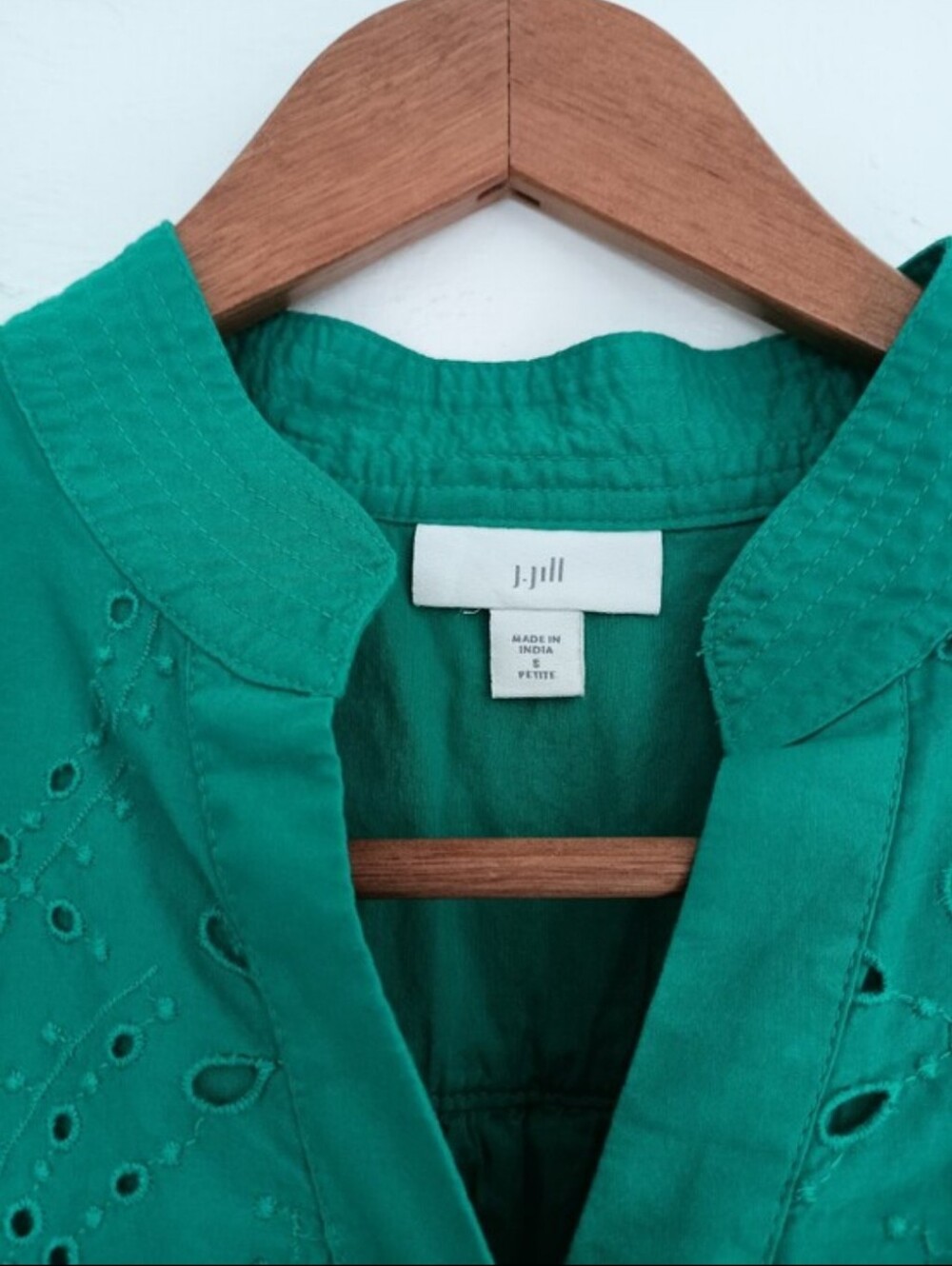 J. Jill 100% Cotton Eyelet Button-Front Top Mandarin Collar Blouse - Picture 3 of 10